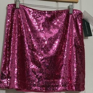 French Connection Fuchsia Sequin Mini Skirt festival size Large
